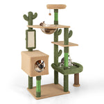 GYMAX Cactus Cat Tree, 150cm Tall Cat Tower with Sisal Scratching Posts
