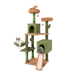 GYMAX Cactus Cat Tree, 160cm Tall Cat Tower with Sisal Scratching Posts, 2 Perches, 2 Cat Condos, Hammock