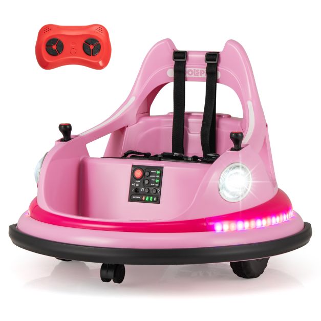 12V Kids Ride On Bumper Car with Dual Joysticks and 5 Light Effects