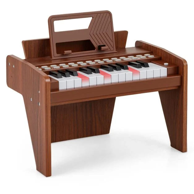 25 Lighted Keys Kids Piano Keyboard Mini Digital Piano Wooden Toy