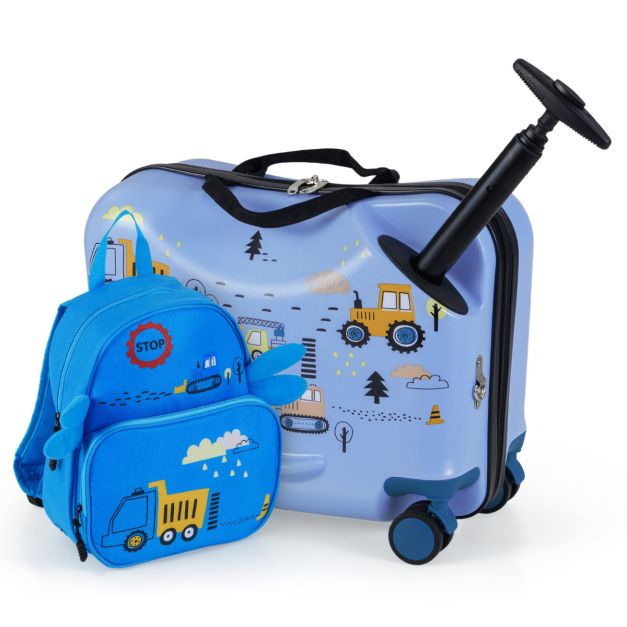 2 Pieces Kids Luggage Set with Spinner Wheels and Anti-Lose Rope