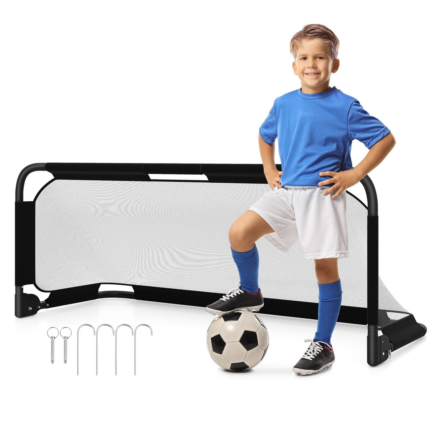 3 x 2 /5 x 3 FT Foldable Soccer Goal for Kids with Net and Ground Stakes