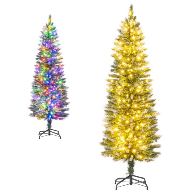 5/6 FT Artificial Christmas Tree Pre-lit Xmas Tree with 150/250 Multi-color and Warm White Switchable LED Lights