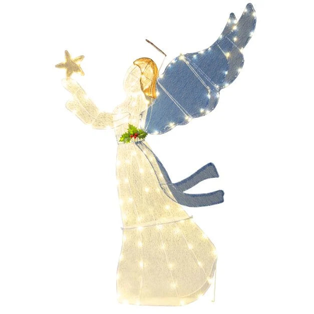 Pre-lit Christmas Angel, 3D Glittered Angel with LED Lights