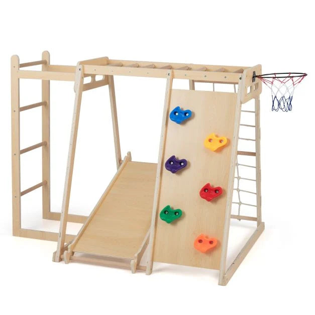 6-in-1 Jungle Gym with Slide and Rock Climbing for 3-14 Years Olds
