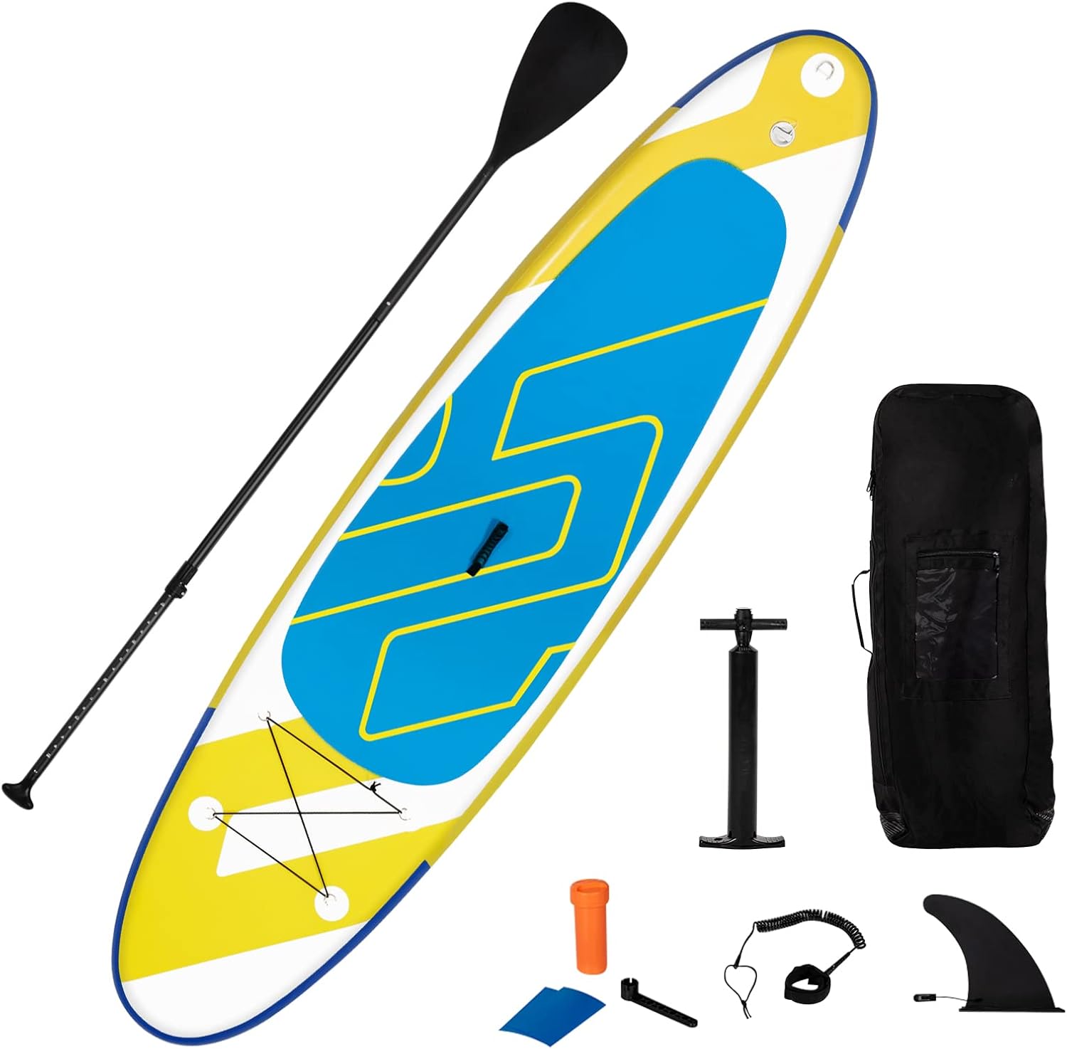 GYMAX Inflatable Paddle Board, 6" Thick Stand Up SUP Paddleboards, 335 x 76 x 15cm