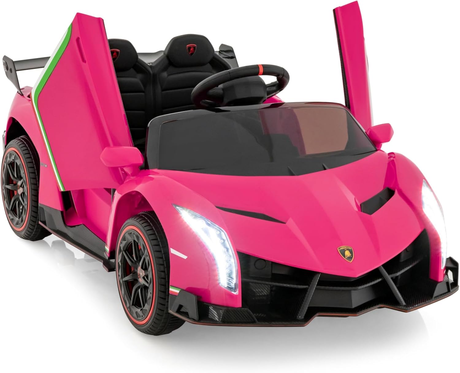 GYMAX Kids Ride on Car, 12V Battery Powered Licensed Lamborghini Car with Remote Control, Music, 3 Speeds