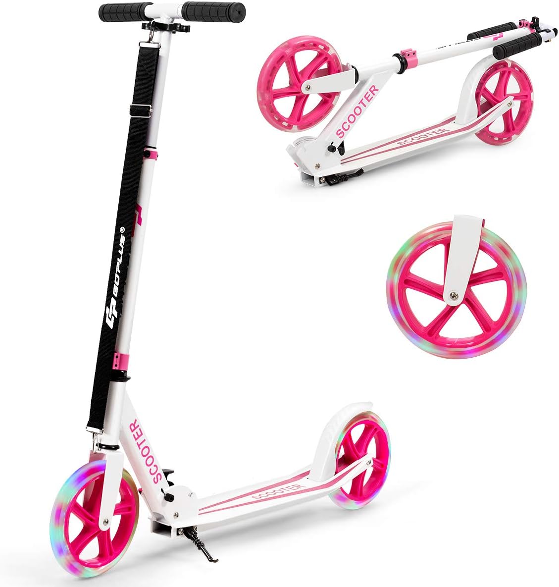 Foldable Scooters with Adjustable Height and Light Wheel
