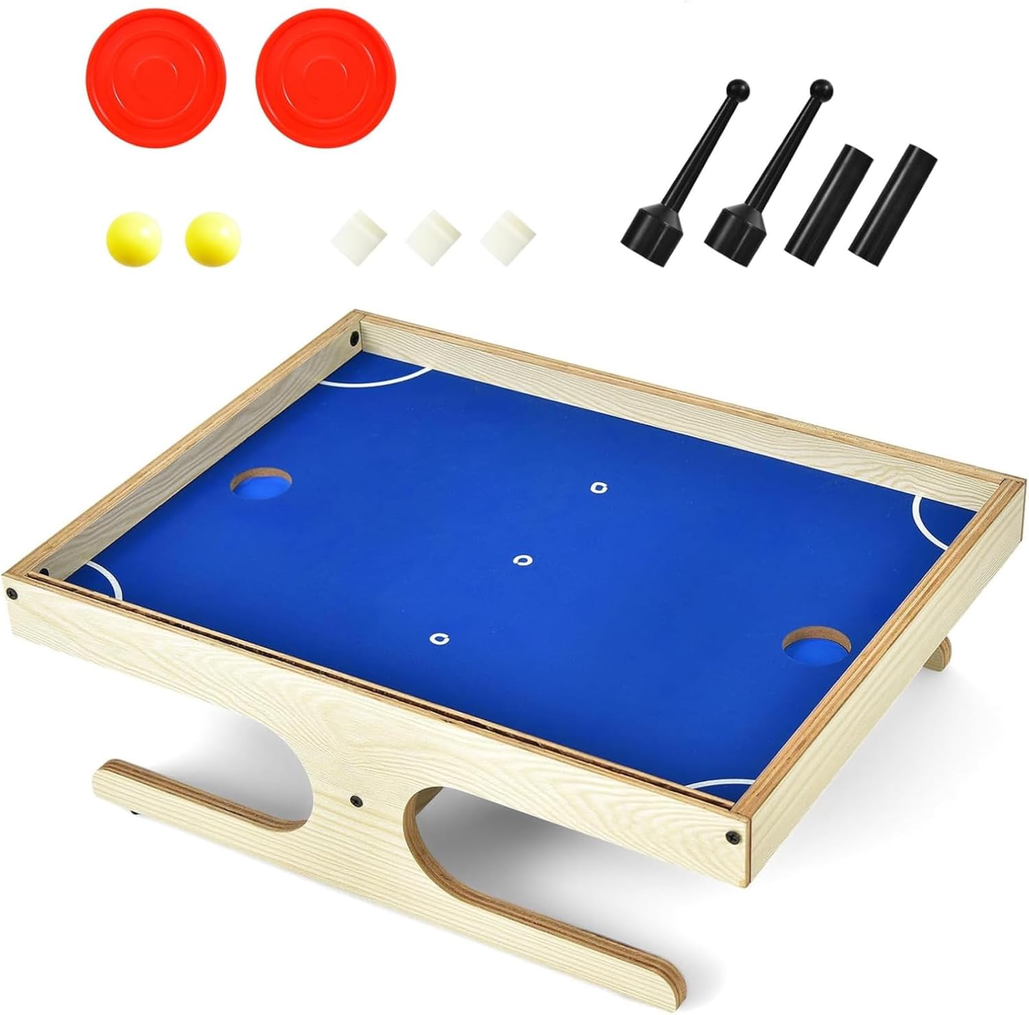 Magnetic Football Table, Mini Tabletop Game Tables with 2 Scores, 2 Balls, 2 Magnetic Handle Sets, 3 Magnets, Wooden Air Hockey Arcade Sports Tables