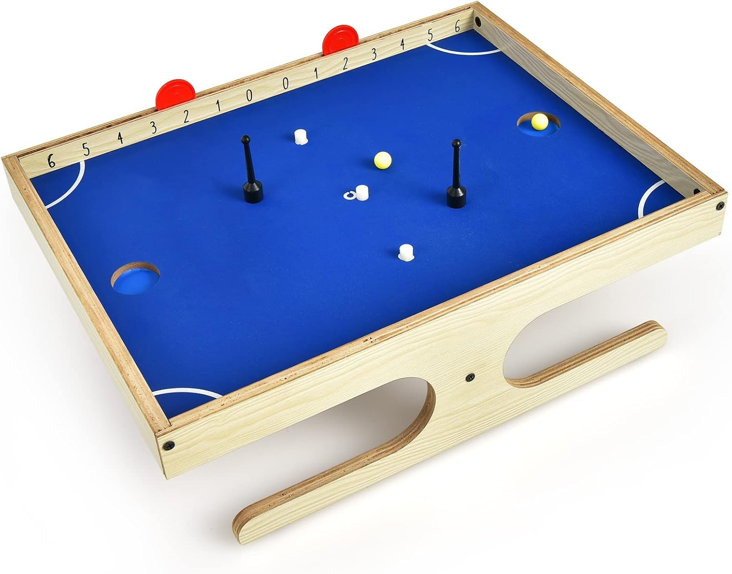 Magnetic Football Table, Mini Tabletop Game Tables with 2 Scores, 2 Balls, 2 Magnetic Handle Sets, 3 Magnets, Wooden Air Hockey Arcade Sports Tables