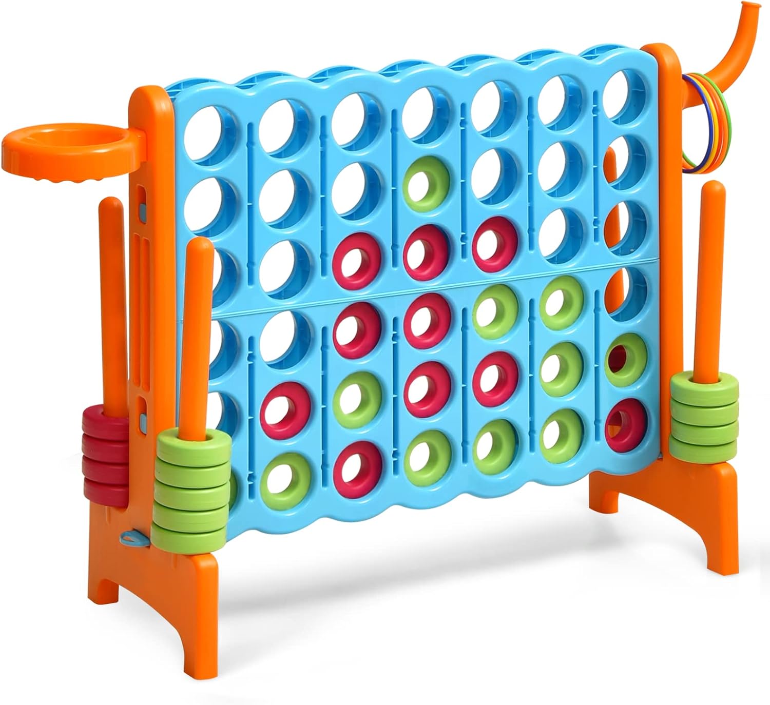 GYMAX Giant 4 in a Row Game, Jumbo 4 to Score Garden Games with 42 Rings