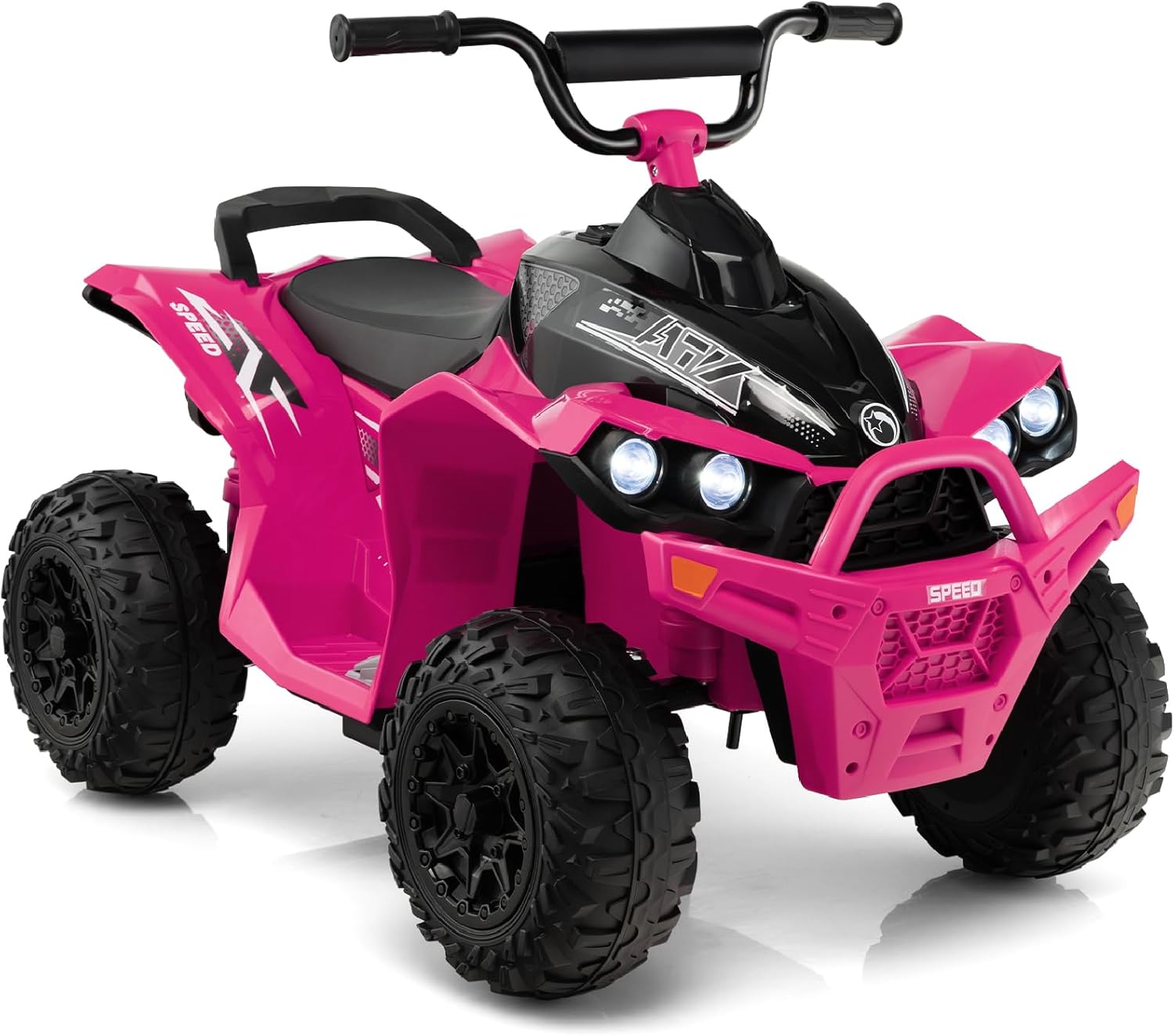 GYMAX Kids Electric Quad Bike, 12V Battery Powered Toy Car with Music, Lights, Horn