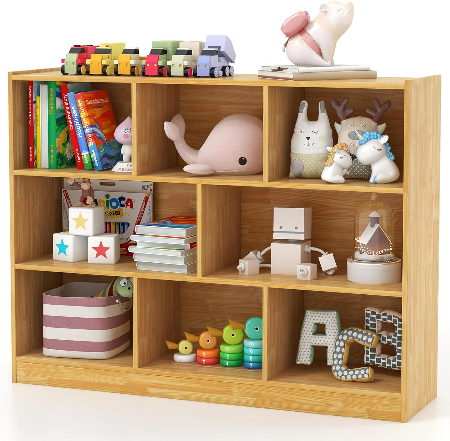 GYMAX 3-Tier Children Storage Shelf Unit for Kids Room
