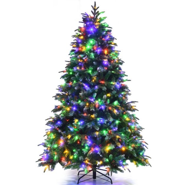 7ft Hinged Life-Like Christmas Tree with 450 LED Lights Pre-Lit Artificial Xmas Tree