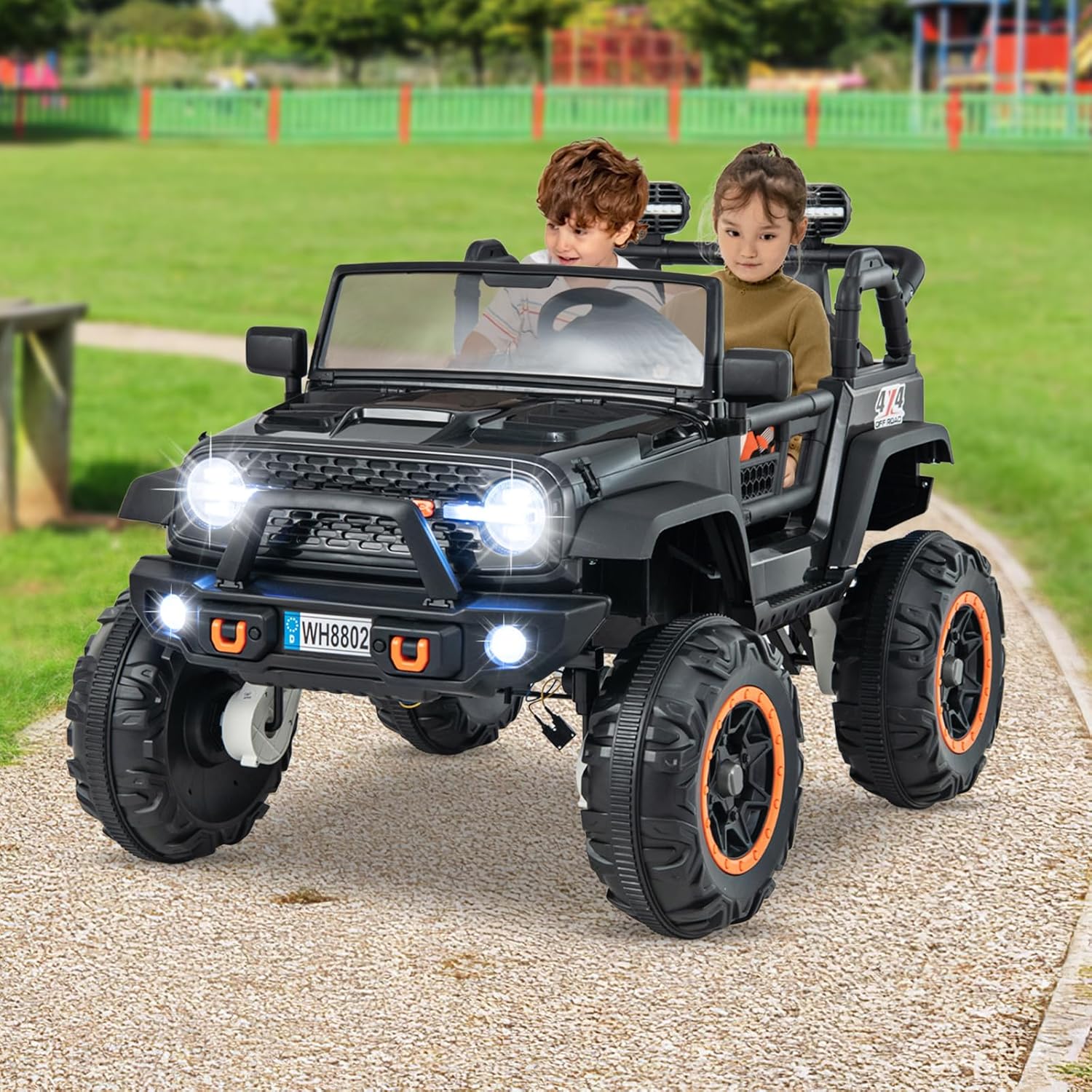 GYMAX 2-Seater Kids Ride on Car, 24V Battery Powered Toy Car with Remote Control
