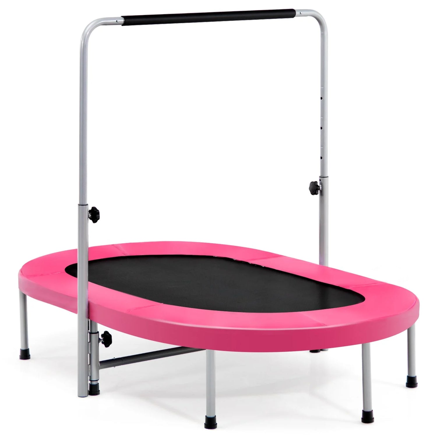 Double Foldable Fitness Trampoline with Adjustable Handrail