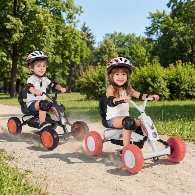 Kids Pedal Go Kart 4 Wheel with 2-Position Seat & Wear-Resistant Wheels