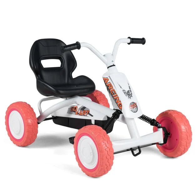 Kids Pedal Go Kart 4 Wheel with 2-Position Seat & Wear-Resistant Wheels
