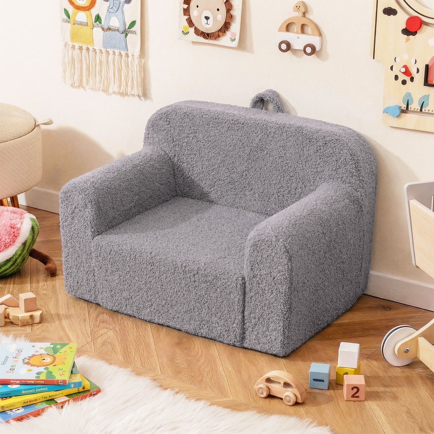 Kids Reading Sofa with Soft Fleece Fabric Cover
