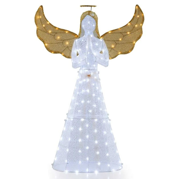 Light-up Winged Holiday Figure with 150 LED Lights Zip Ties and Ground Stakes