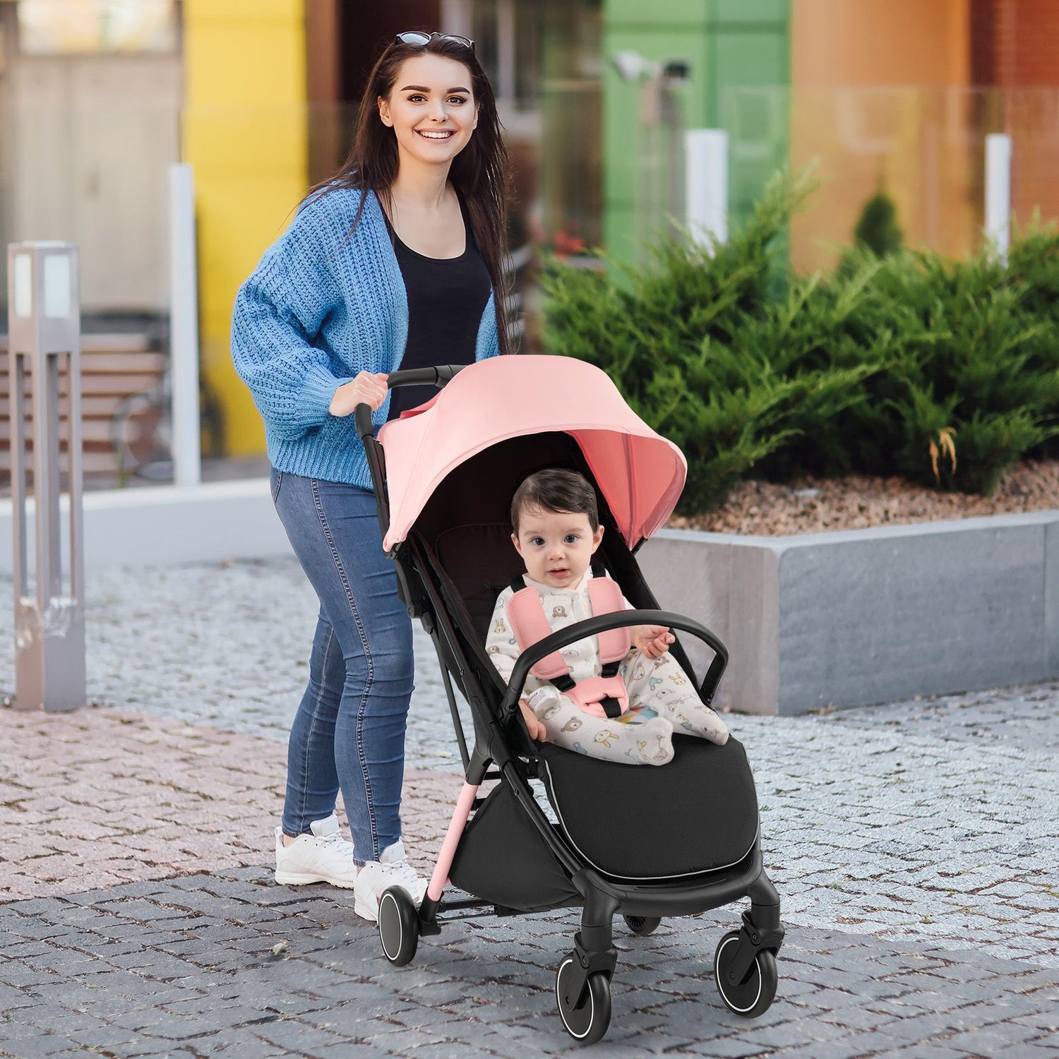 GYMAX Foldable Baby Stroller Lightweight Baby Pushchair