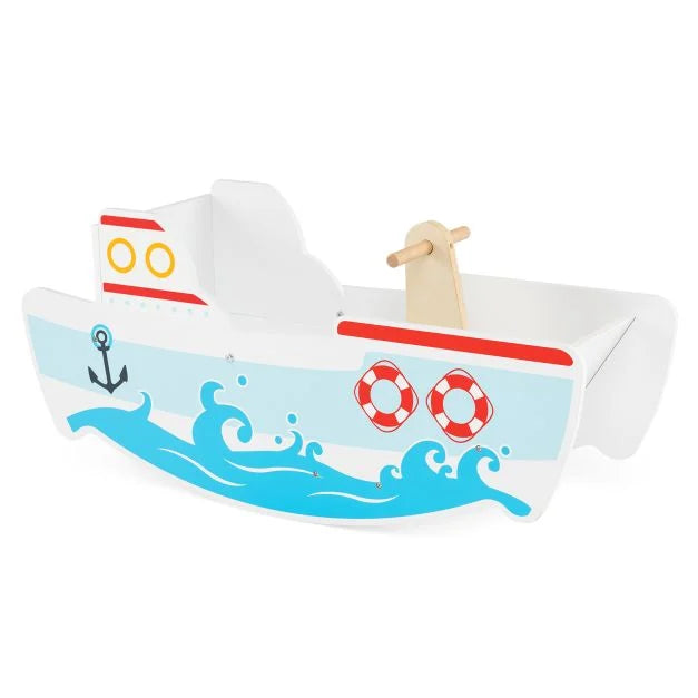 Rocking Ship for 1-5 Years Old Kids Wooden Rocking Horse Toy with Nautical Theme