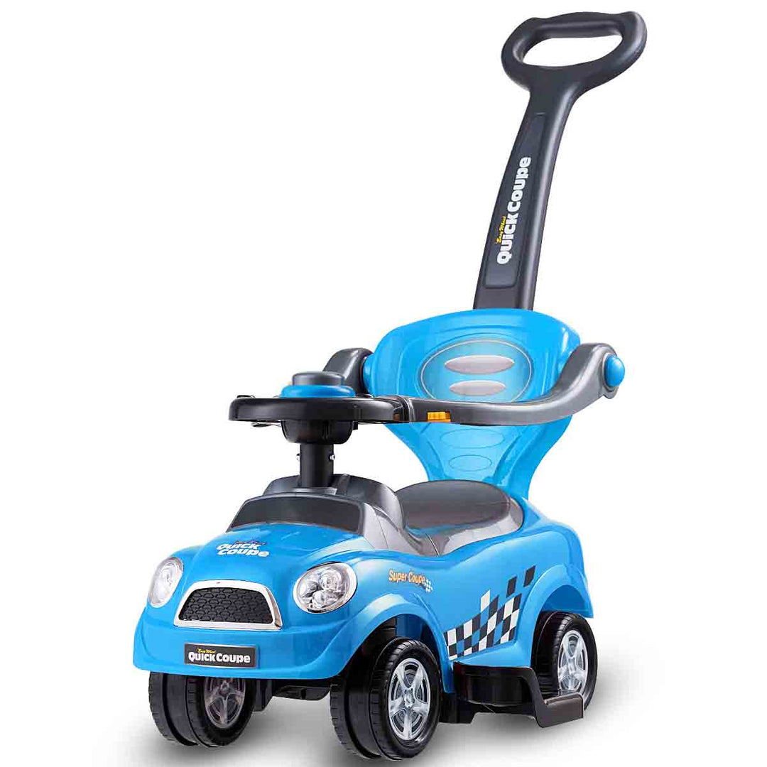 GYMAX 3 in 1 Ride on Push Car, Kids Licensed Push Along Car with Handle for 2-6 Years Old Toddler (Blue)
