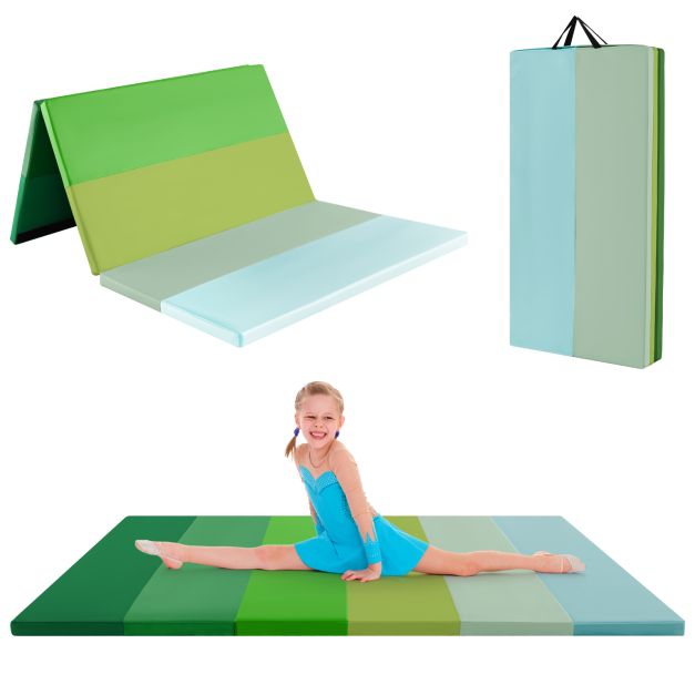 Gymnastics Mat Tri-Fold Thick Tumbling Mat with Hook and Loop Fasteners