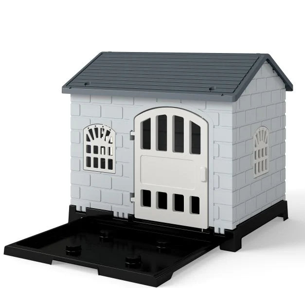 Weatherproof Pet Shelter with Removable Toilet Tray