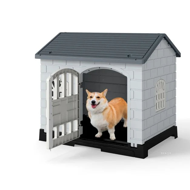 Weatherproof Pet Shelter with Removable Toilet Tray