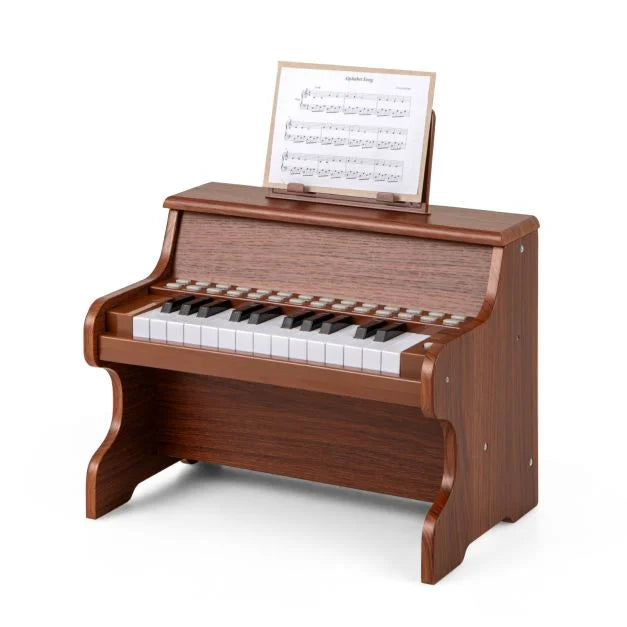 Wooden Kids Piano Keyboard 25 Keys Digital Piano with Music Stand Music Learning Gift for 3+ Kids