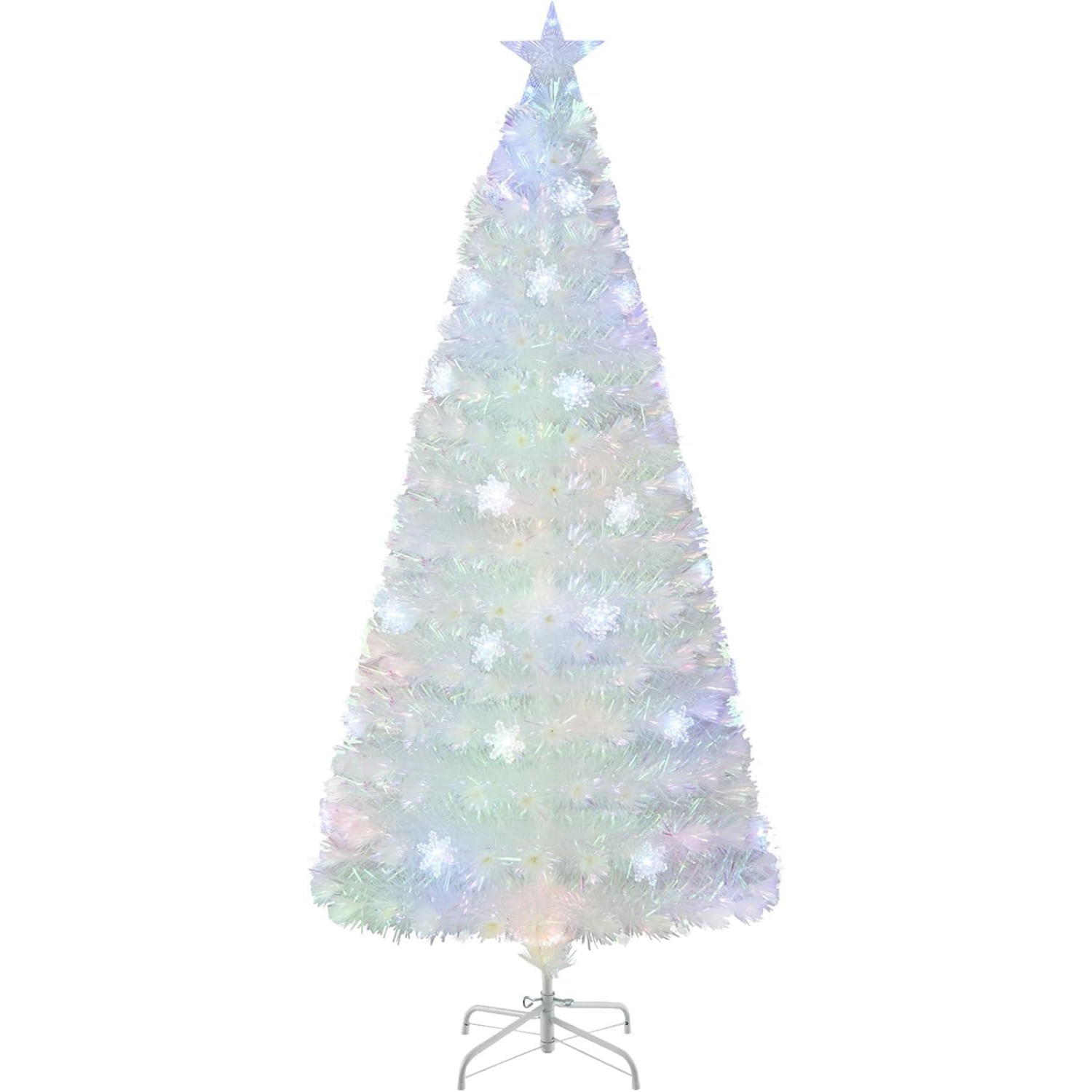 4/5/6/7 Feet Artificial Fiber Optic White Pre-lit Christmas Tree with Light