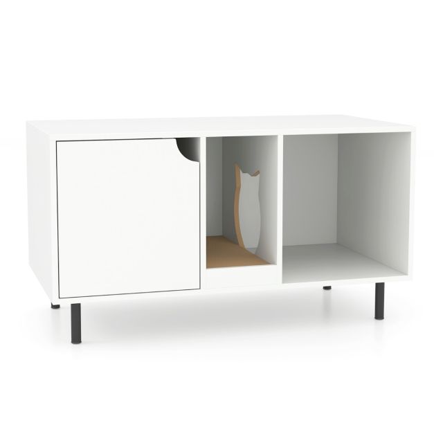 GYMAX Wooden Cat Litter Box Enclosure