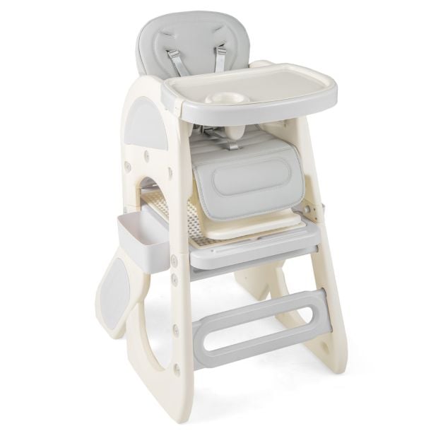 Convertible Baby High Chair with Double-layer Tray and Adjustable Backrest