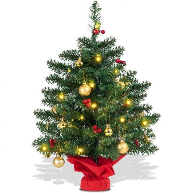 GYMAX 60cm Mini Pre-lit Christmas Tree