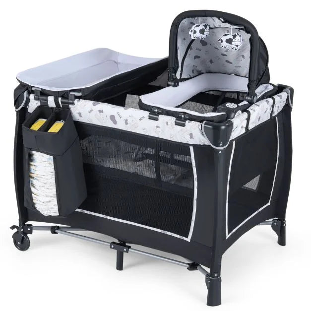 Foldable Pack and Play Portable Baby Playard with Rocking Bassinet and Diaper Changing Table