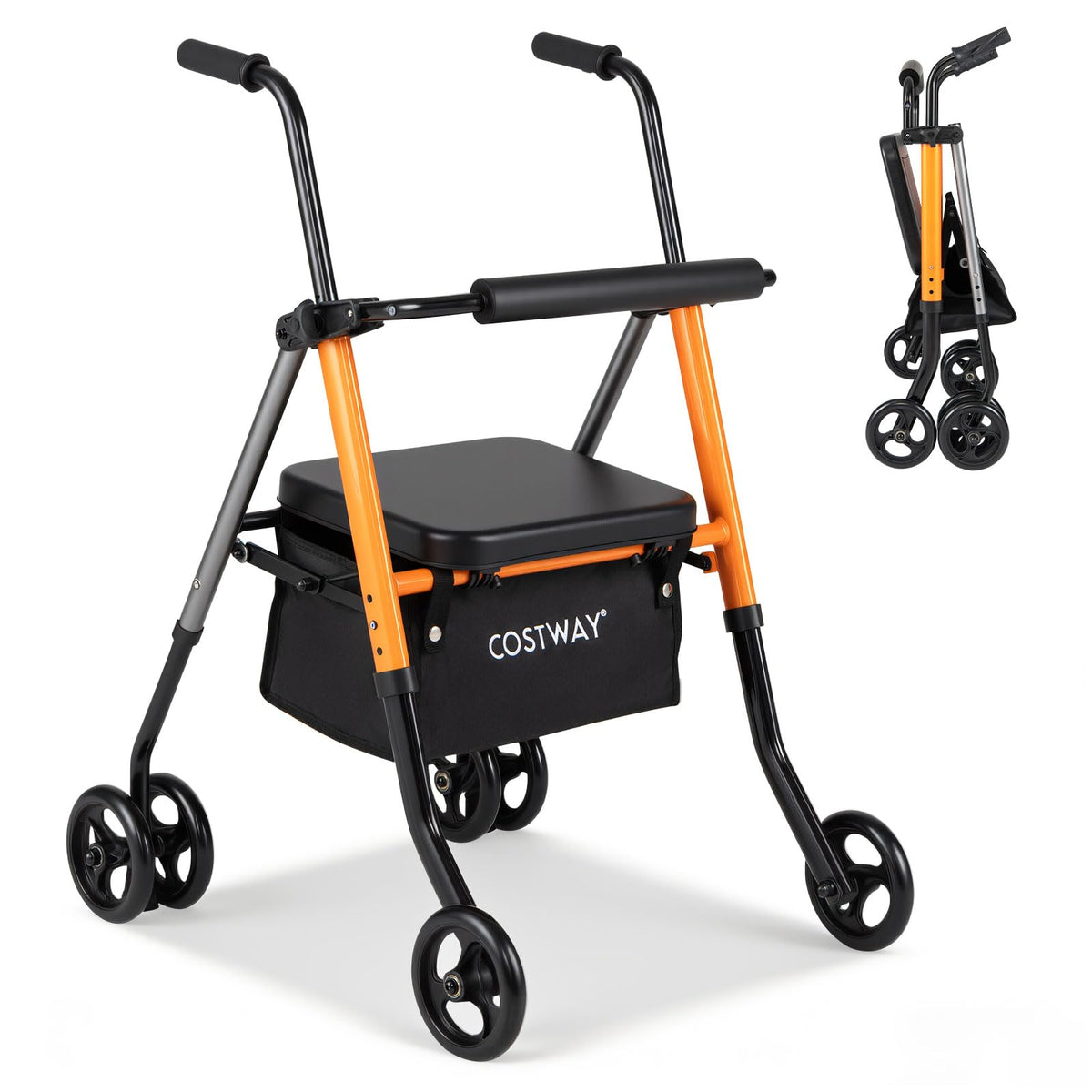 Rollator Walker with Seat, Folding Lightweight Mobility Walker