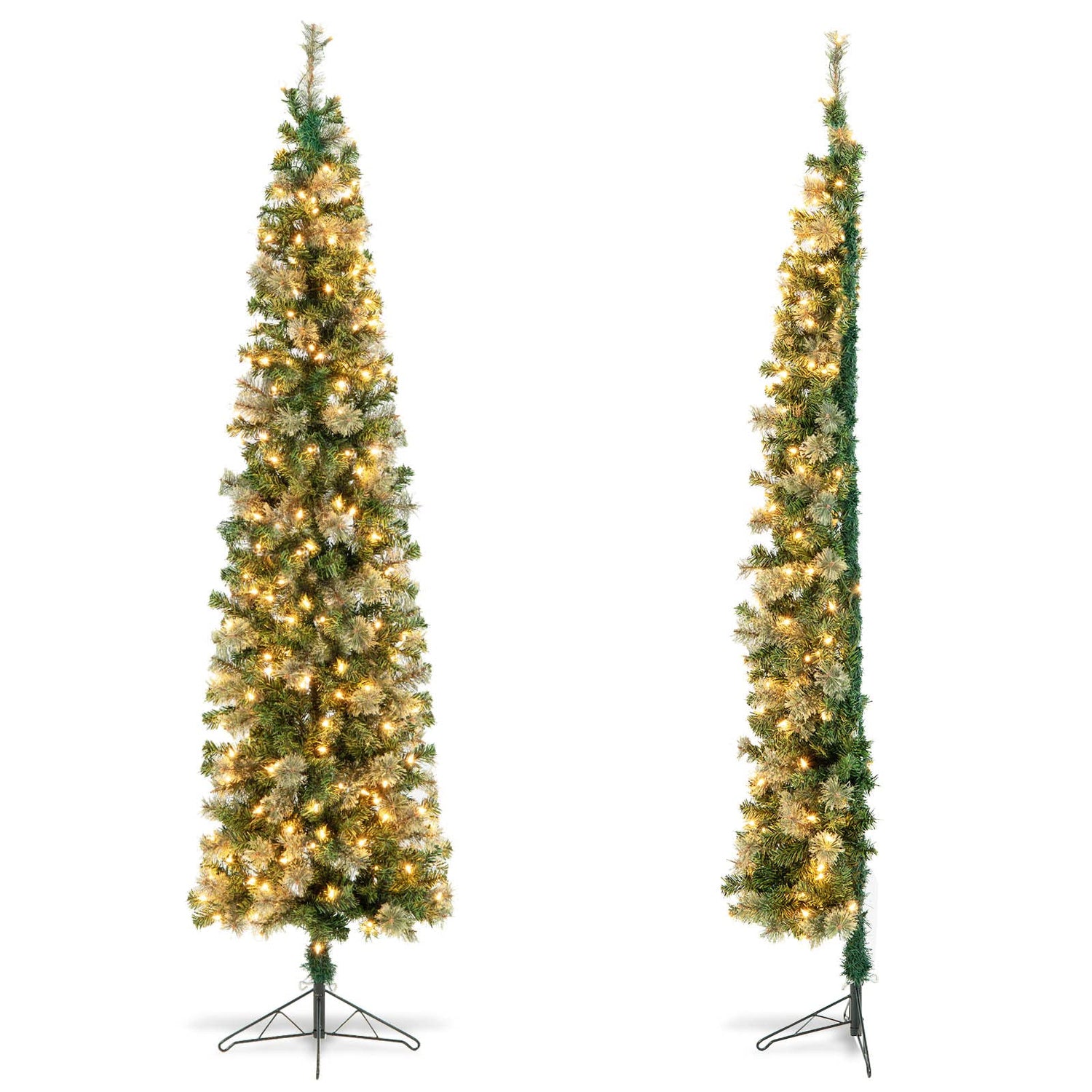 GYMAX 7 FT Pre-lit Half-Shape Christmas Tree