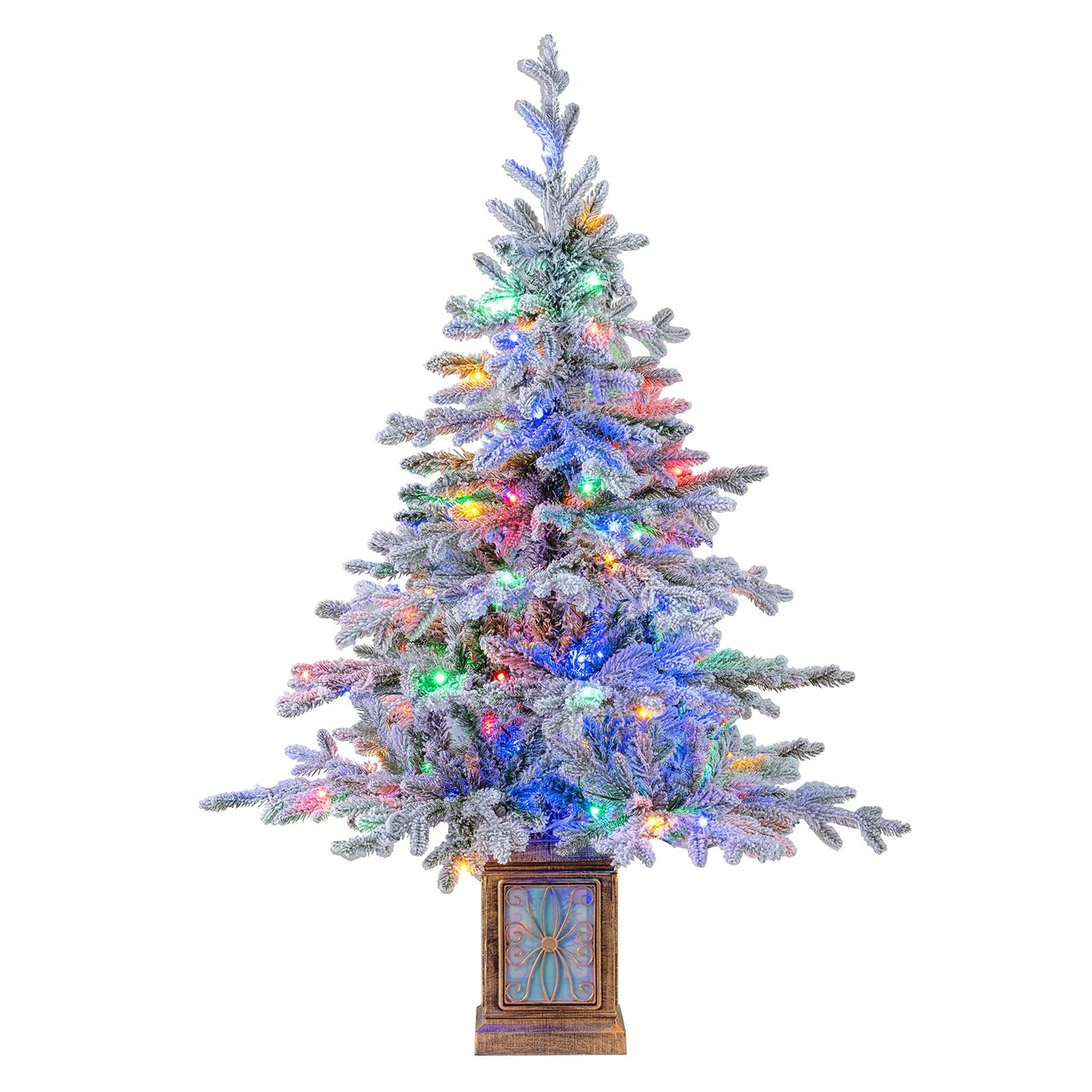 4 FT Pre-lit Artificial Christmas Trees 100 Multi-color and Warm White Dimmable Lights