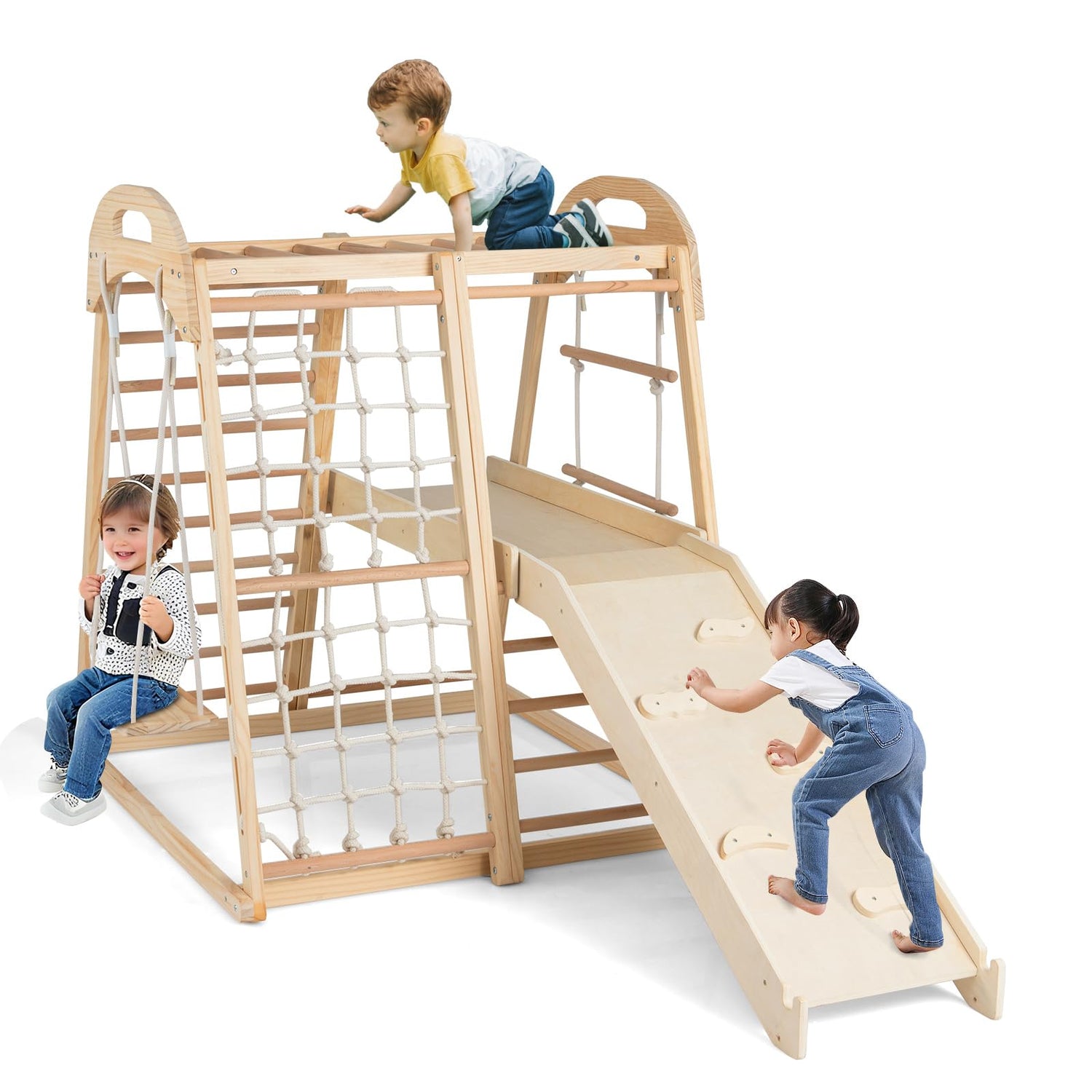 8-in-1 Jungle Gym Wooden Montessori Climber Playset