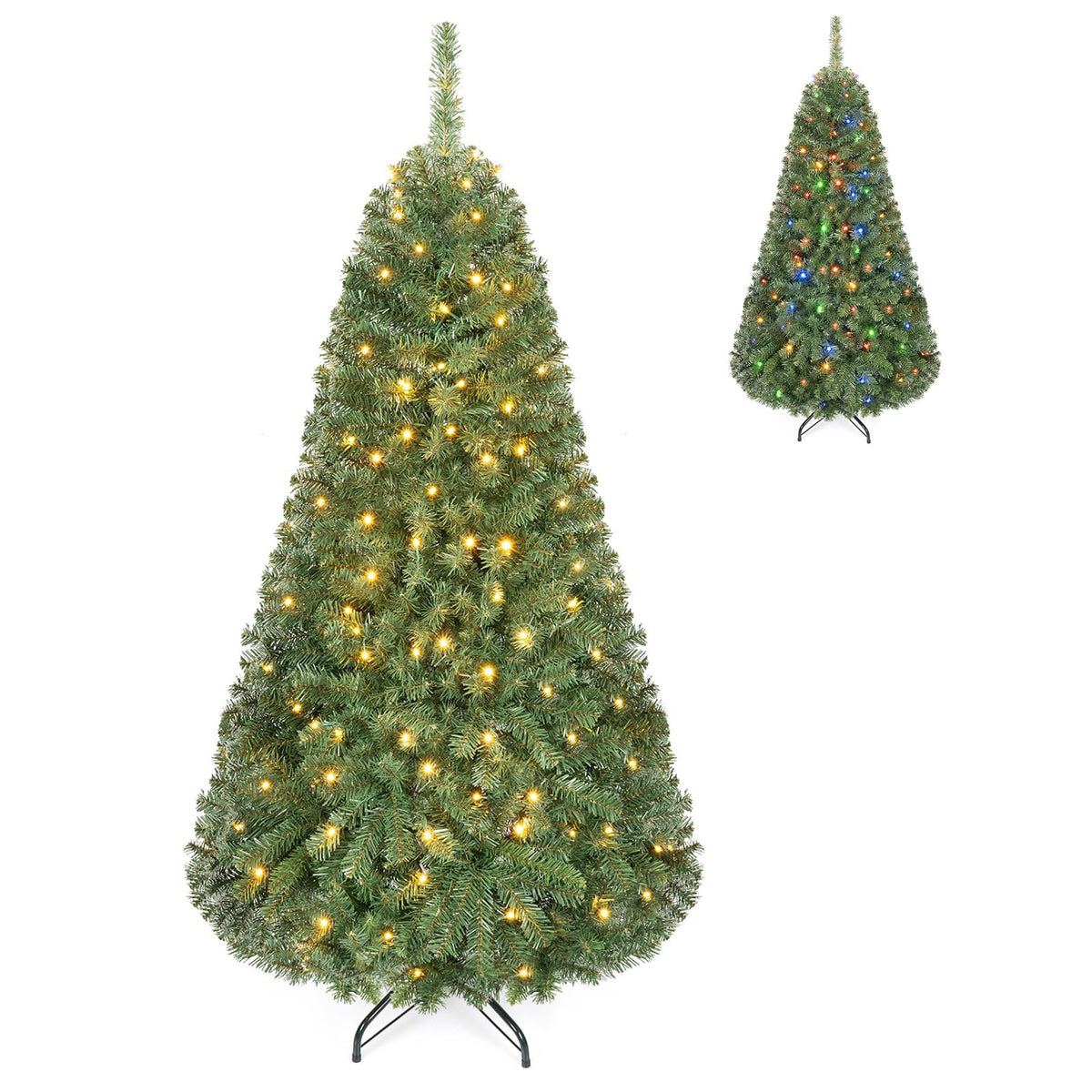 5FT/4FT Pre-Lit Artificial Christmas Tree, Hinged Xmas Tree