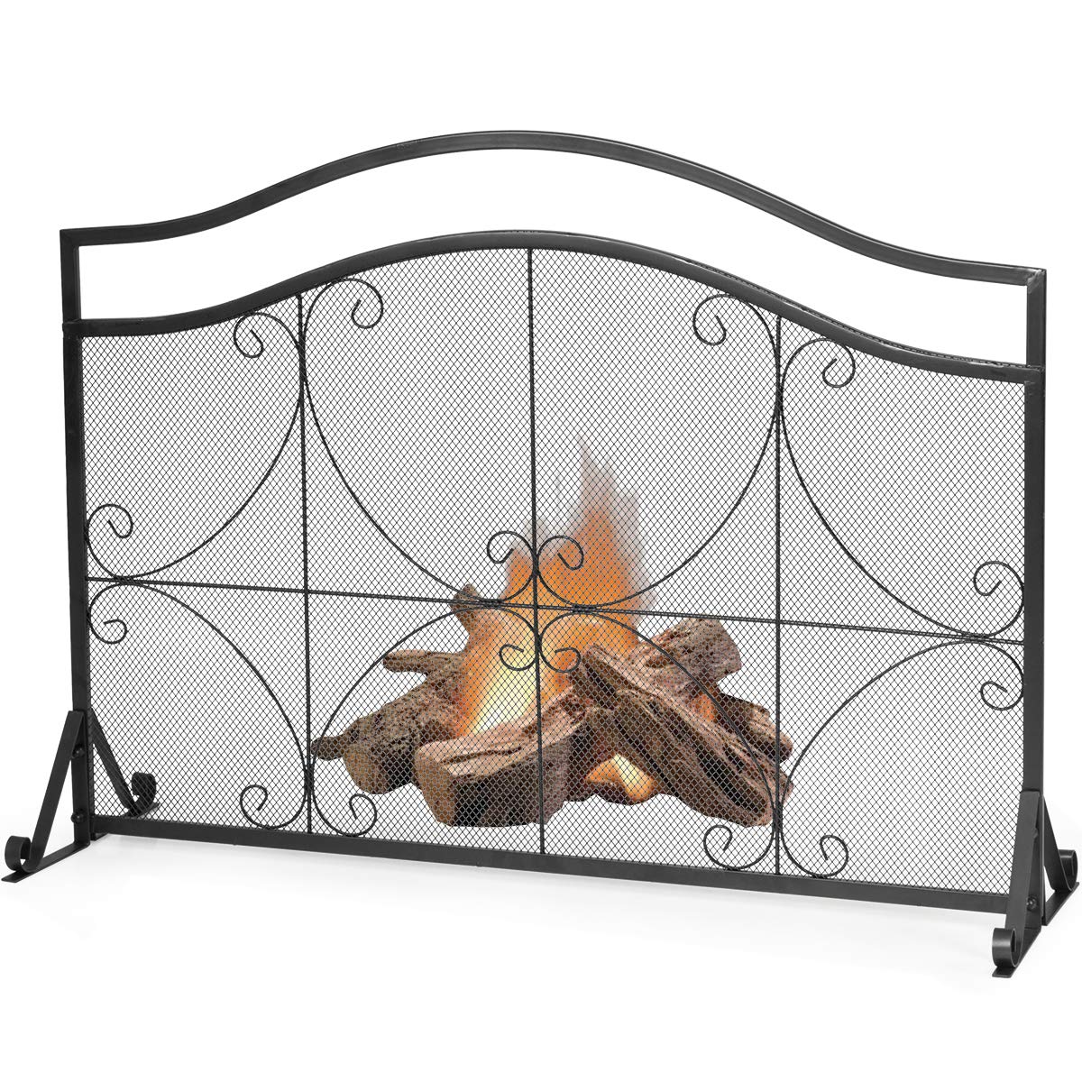 GYMAX Fireplace Screen Guard Spark Fire Guard with Mesh Design
