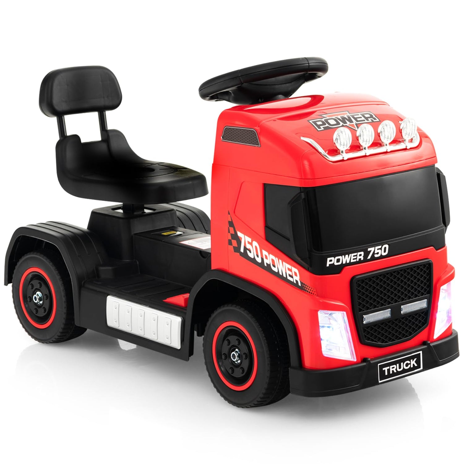 GYMAX Kids Ride on Car, 6V Battery Powered Toy Car with Height Adjustable Seat, Music, Lights, Horn Sound