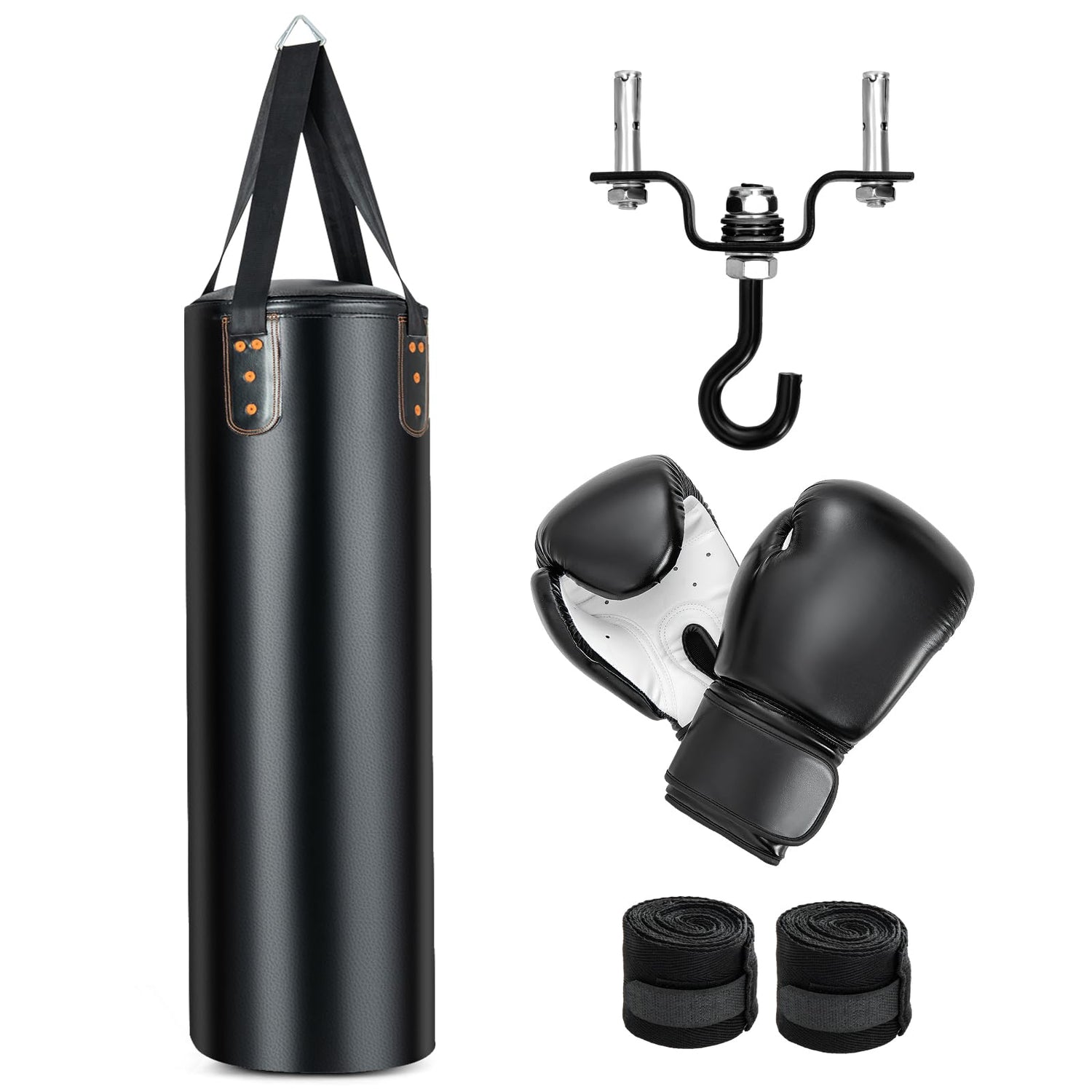 GYMAX Unfilled Heavy Boxing Bag Set with 12OZ Gloves