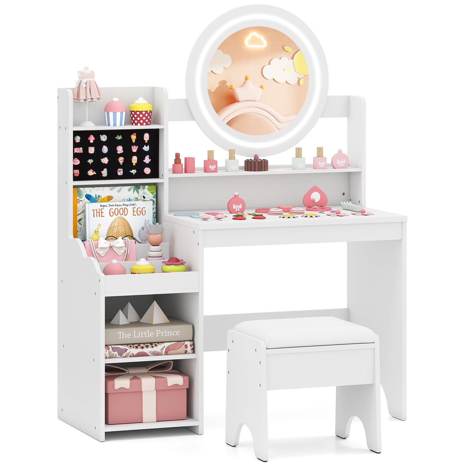 Make Up Pretend Dresser Desk Chair Set for Playroom Kids Room