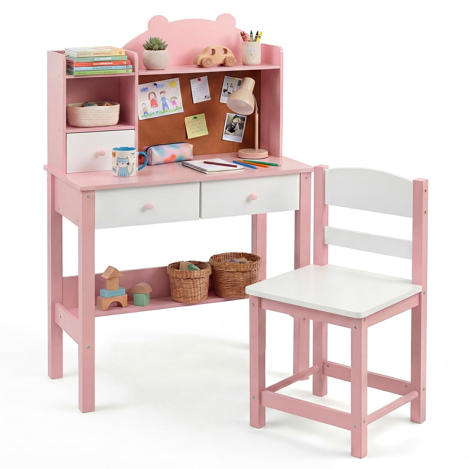 Wooden Student Study Table with Drawers