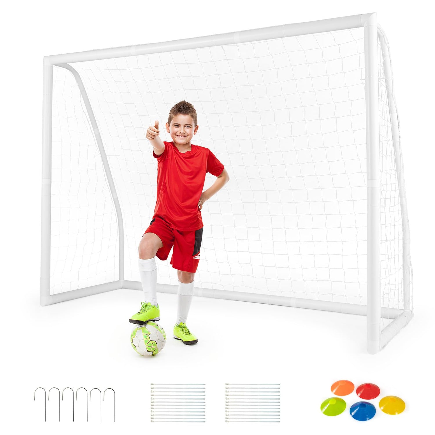 GYMAX All-weather Soccer Goal with Thickened Post