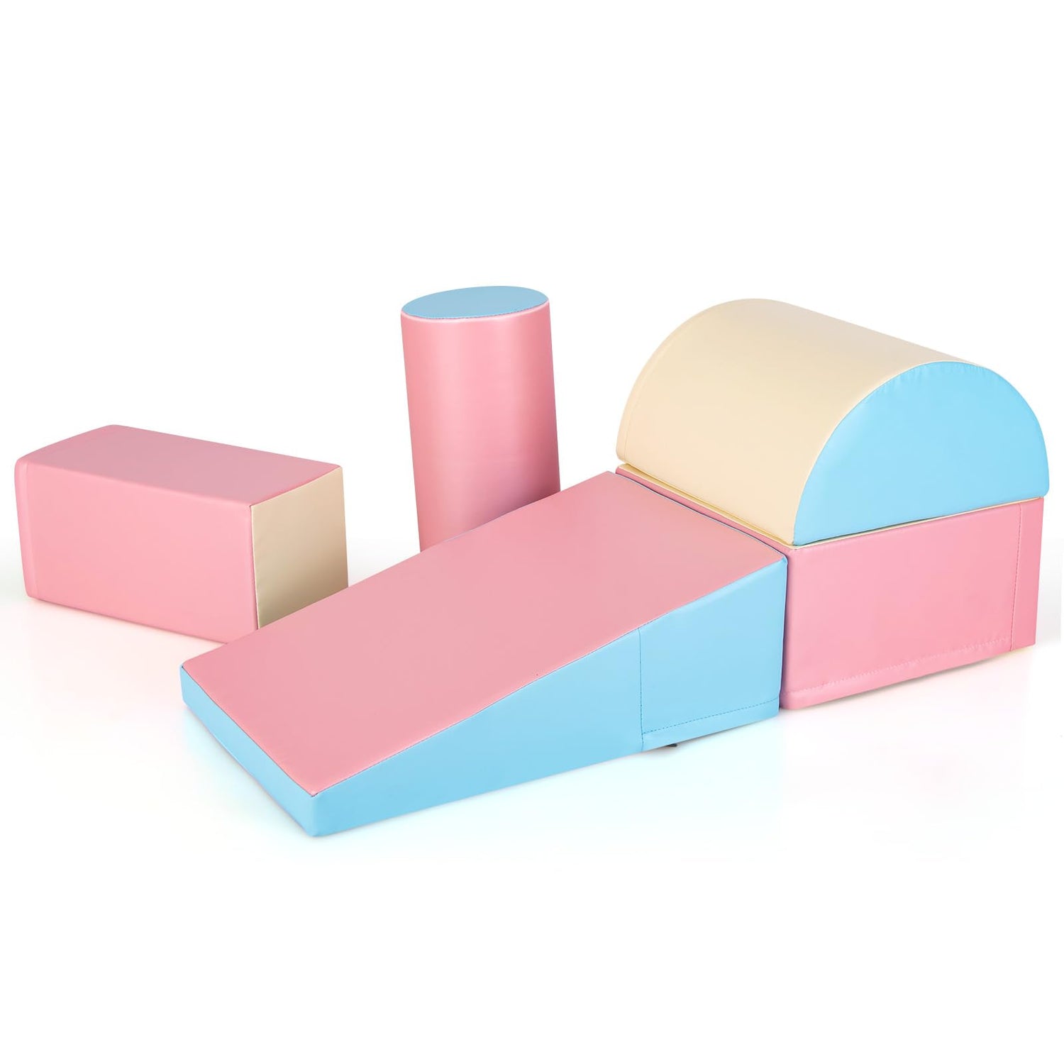 GYMAX Kids Climb and Crawl Play Equipment, 5-Piece Baby Soft Foam Blocks