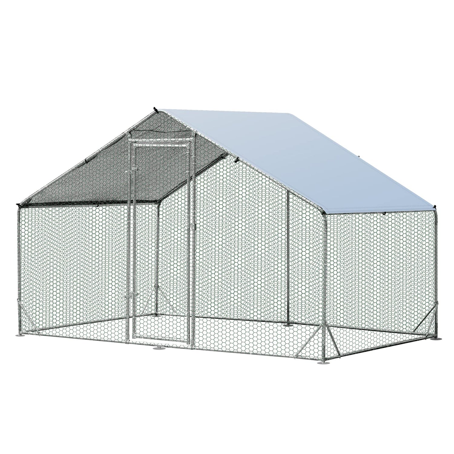 Large Spire Shaped Walk In Chicken Coop with Waterproof and Sun Protection Cover