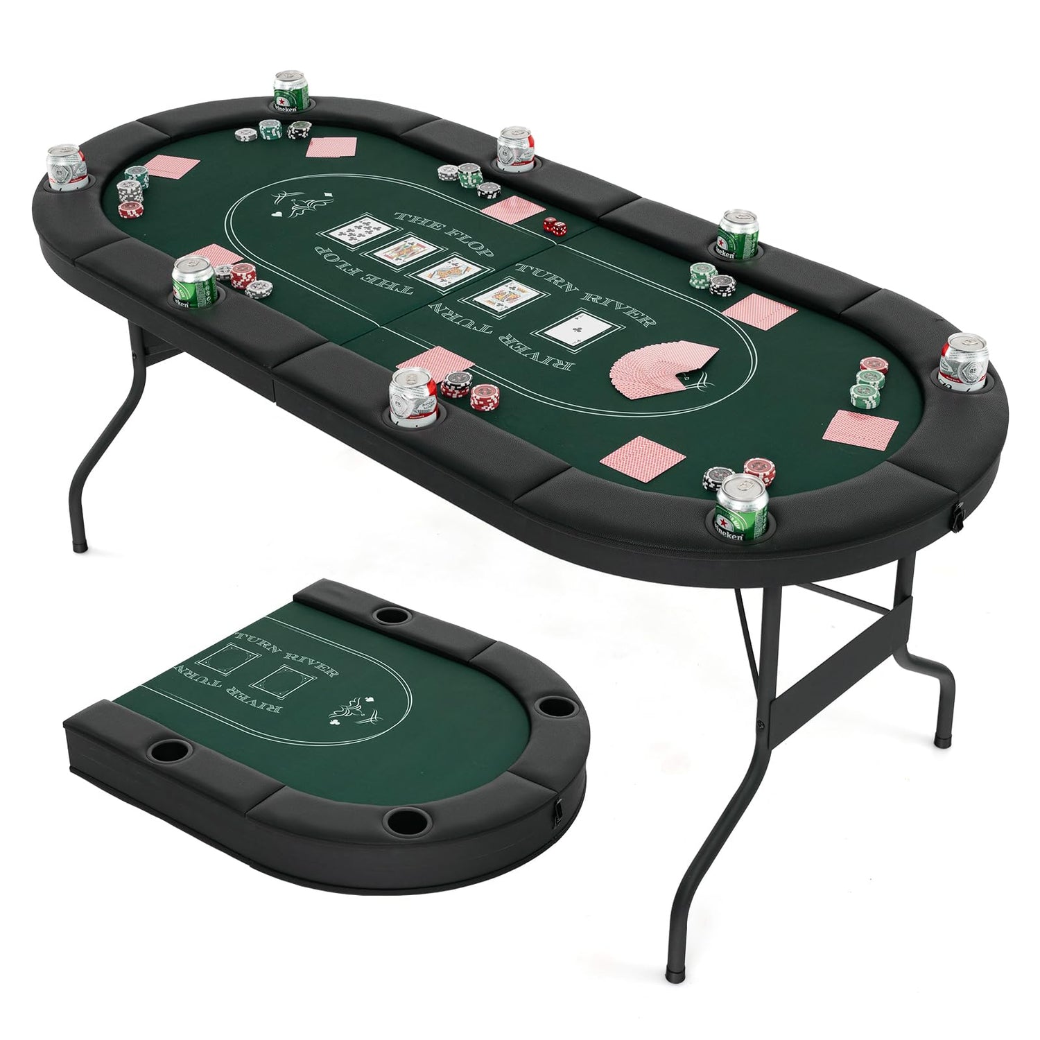 GYMAX 8 Players Poker Table with Padded Rail